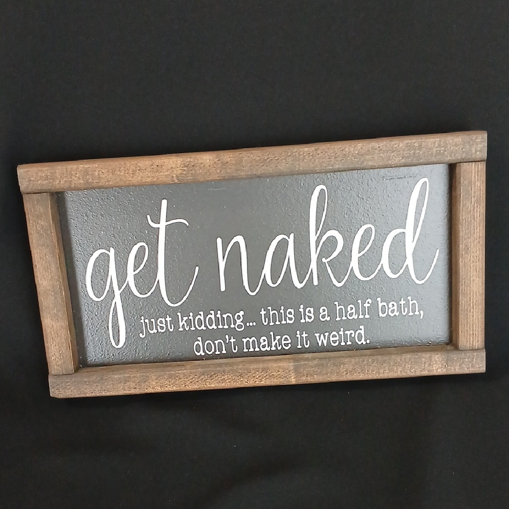 Wooden Framed Gray and White Wall Sign